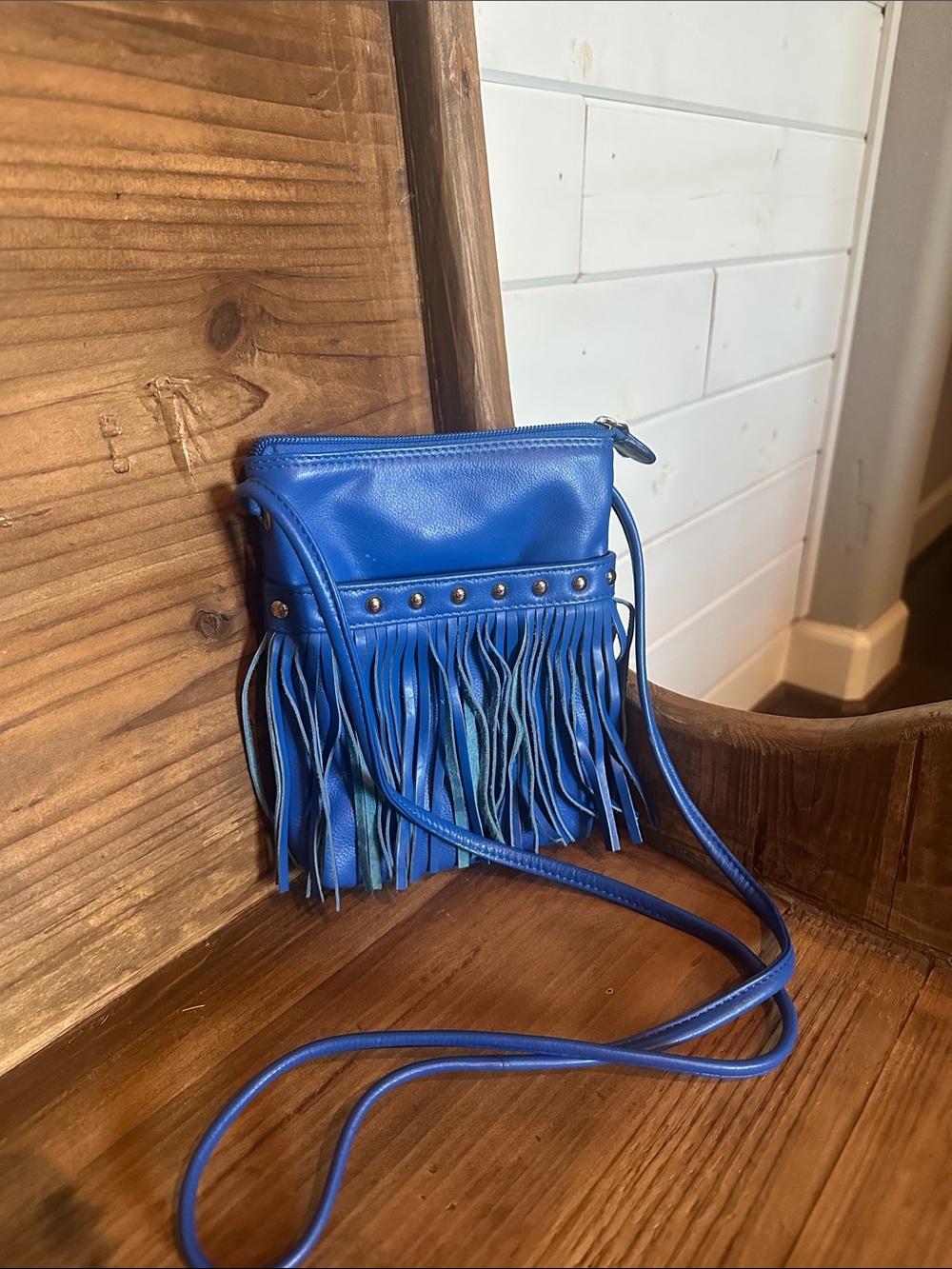 Blue Fringe Crossbody Bag - Women